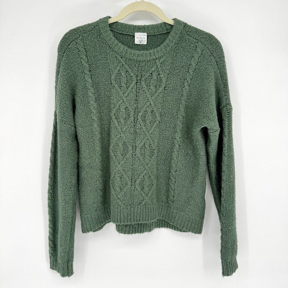 Abercrombie Kids Green Cable Knit Sweater Girls 15/16 Cozy Textured Knit